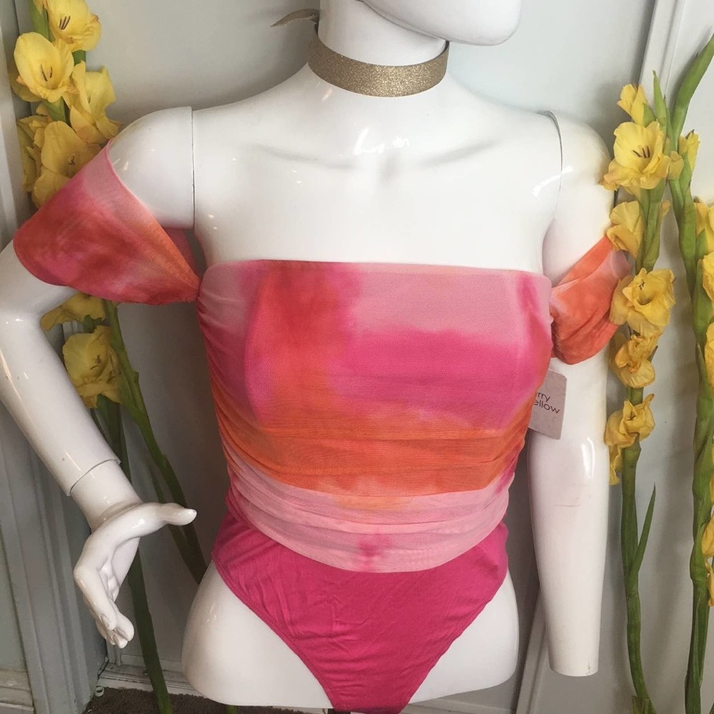 Bodysuit Tie Dye Pink Off the Shoulder NWT Small